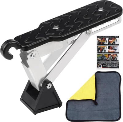 Vouwbare Auto Deur Trede met Buffer Kussen - Universele Trap voor SUV/RV/Truck, 250kg Draagvermogen, Zwart