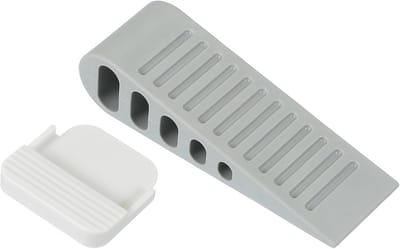 Deurstopper Wiggen - Vloer Stopper - Deuren Open Houden - Inclusief Houder - 12.6 cm Lengte - Grijs