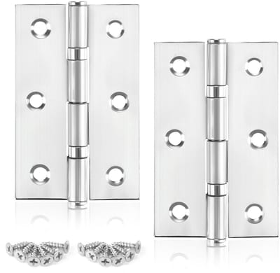Dailygoods - Anstore 2 stuks scharnieren zilver, 75 x 46,8 x 1,2 mm deurscharnieren voor houten deuren scharnieren inklapbaar voor binnen- en buitendeuren met 24 schroeven 5 x 12 mm, roestvrij stalen scharnieren