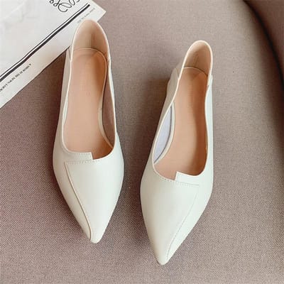Schoenen Dames Lage Hak Twee-weg Pumps Franse Stijl Puntige Neus Authentiek Leer Zachte Zool Blokhak Lage Blokhak Koreaanse Stijl 37