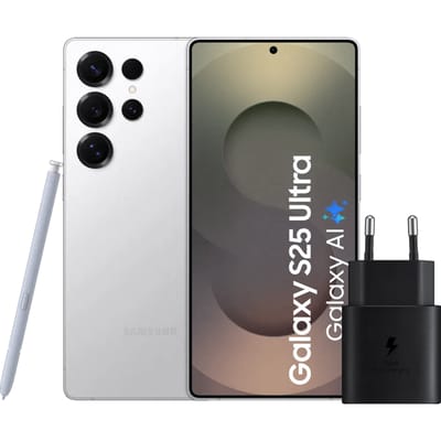 Samsung Galaxy S25 Ultra 256GB Wit 5G + Samsung Oplader 25 Watt Zwart