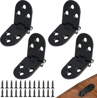 Dailygoods- Scharnier 180 graden - Zwart - Set van 4 - Zinklegering - Onzichtbaar - Afmetingen 78x29mm - Vouwdeurscharnier