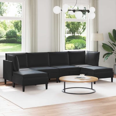 vidaXL - Woonkamer - Meubelset - 6 - st - Zwart - Fluweel