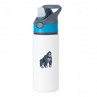 Hacebo® - Gorilla waterfles met rietje blauw - Aap - Dieren liefhebbers - Dieren - dierendag - water fles - 650ML