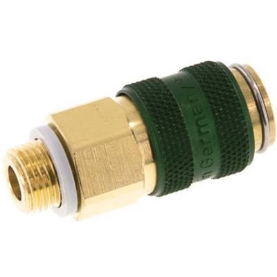 Messing DN 5 Groen Luchtkoppeling Snelkoppeling G 1/8 inch Buitendraad Double Shut-Off - CLS5-M-B-GRE-SV-018