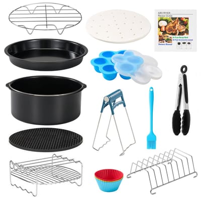 YONO Airfryer Accessoires Set XL - Ø 20cm - Universeel geschikt voor Princess/Tefal/Inventum/Philips/Tristar - 18 Delig