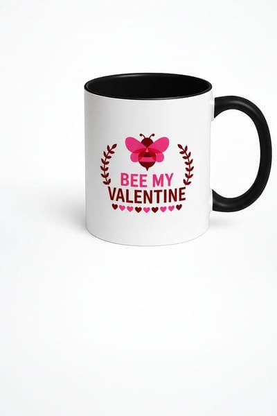 Valentijn Mok 'Bee My Valentine' met Roze Bij Design | Romantisch Liefdes Cadeau