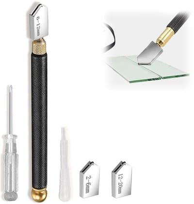 Dailygoods- Glassnijder Professioneel - 3 Stuks Snijkoppen - Snijden 2-20 mm - Automatische Olie-afgifte - Hardmetalen Legering - Geschikt voor Spiegel/Tegels - Glas Snijgereedschap