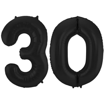Folat Verjaardag Leeftijd folieballon - 30 jaar - zwart - 86 cm - cijferballon groot