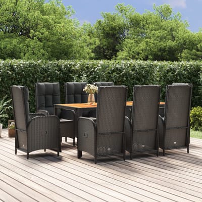 vidaXL - 9-delige - Tuinset - poly - rattan - zwart