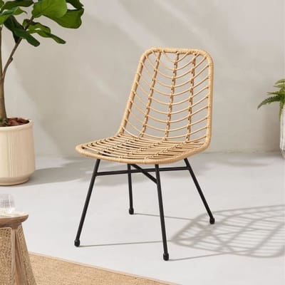SABAIDECO – Set van 2 tuinfauteuils – Natuurlijke rattanlook – Zwart