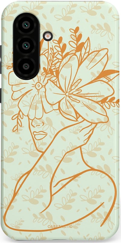 Casetastic hoesje geschikt voor Samsung Galaxy A36 / Samsung Galaxy A56 - Dubbellaagse bescherming - Minimal Bloom - Fashion Case - Crème Lichtgrijs