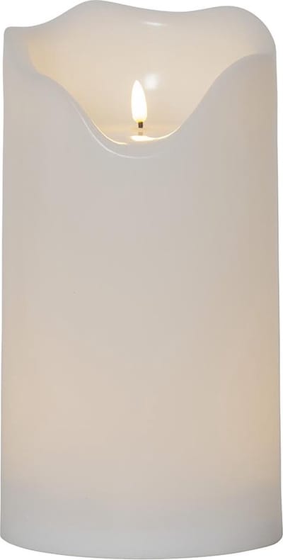 Star Trading kaars Flamme Grand, zuilkaars, wit, LED, timer, warm wit, voor buiten, 30 cm
