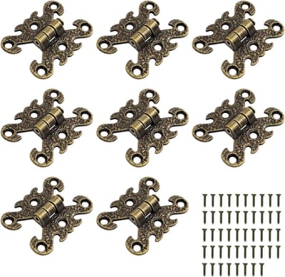 Allecto - Retro Kast Scharnieren - 8 Stuks - Zink Legering - Elegante