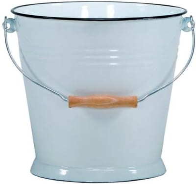 Witte Emmer van Staal - 5 Liter, Multifunctioneel en Decoratief