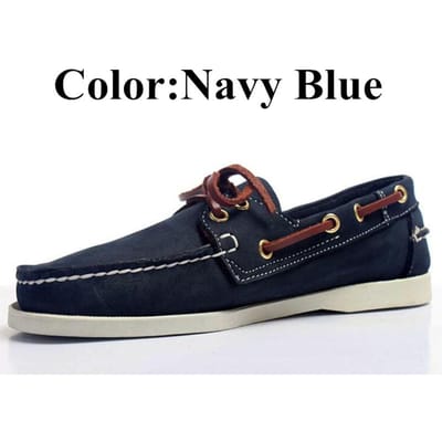 Chaussures bateau classiques en cuir véritable pour homme et femme, mocassins de grande taille, bleu marine, noir et marron, A047 37 black