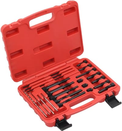 22-delige Voorverwarmingsboog Gereedschap Set, Garage Auto Tapijtboor Helicoïdale Staaf, 8 en 10 mm Boorgids