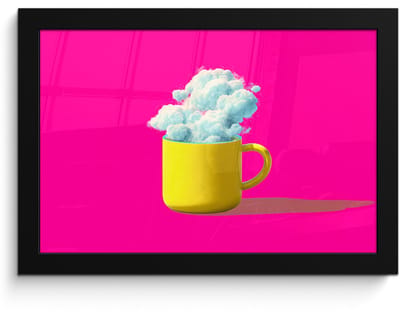 Poster in lijst - Fotolijst 30x20 cm - Posters - Mok - Wolken - Roze - Minimalitisch - Posterlijst zwart - Decoratie - Wanddecoratie woonkamer - Muurdecoratie slaapkamer