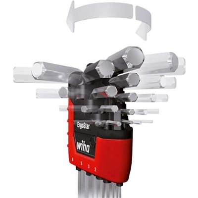 Wiha Winkelschraubendreher lang 9tlg 1,5-10mm 6knt Kugelkopf Inbus Haakse schroevendraaierset 1.5 mm, 2 mm, 2.5 mm, 3 mm, 4 mm, 5 mm, 6 mm, 8 mm, 10