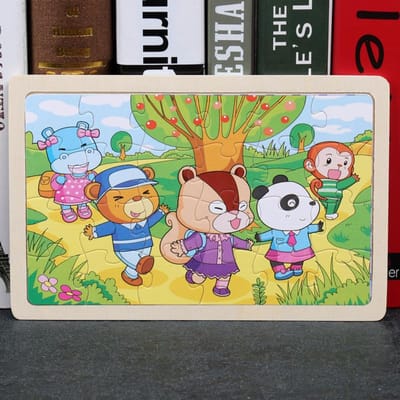 Nouveau 24 Pièces Puzzles en Bois Enfants Dessin Animé Animal Bois Casse-tête Éducatif Précoce Jouets d'Apprentissage pour Enfants CADEAU