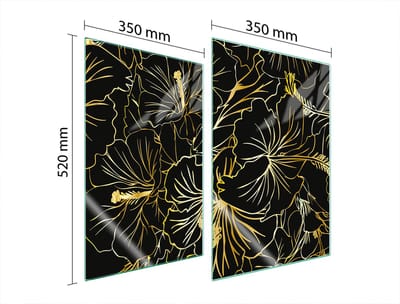 TMK ArtDeko - Beschermglasplaat voor Fornuis - 2x35x52 cm - Kleurvolle Bloemen