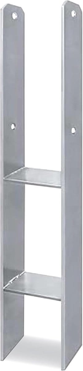 2 Stuks H-Anker Hekpalen, Set Van 81x60x600mm van Thermisch Verzinkt Staal(Materiaaldikte 5mm), Universele H-Paaldrager, Houten Palen, Bodemplaat voor Terrassen/Hekken/Carport/Palen Tuin, NAIZY