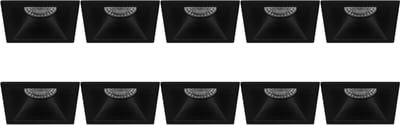 Spot Armatuur 10 Pack - Pragmi Pollon Pro - GU10 Inbouwspot - Vierkant - Zwart - Aluminium - Verdiept - 82mm