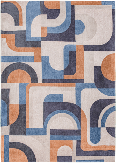 Wasbaar Binnen & Buiten Vloerkleed - 140 x 200 cm - Louis De Poortere Module Camel Blue - Laagpolig Tapijt - Gerecycled PET - Made in Belgium - Circulair