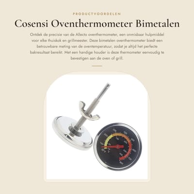 Dailygoods- Oventhermometer Bimetalen - Oventhermometer Analoog - Grill Thermometer - Koken in de Oven - Houder - Kwaliteitsproduct - Grillthermometer