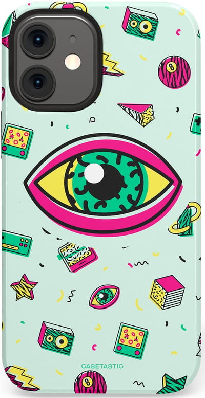 Casetastic Hoesje Geschikt voor Apple iPhone 12 Mini - Stijlvolle Beschermende Duo-layer Case - Retro 80s vibes