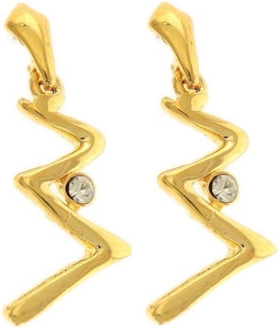Behave - Dames oorbellen - Goudkleur hanger zigzag modern - 4 cm