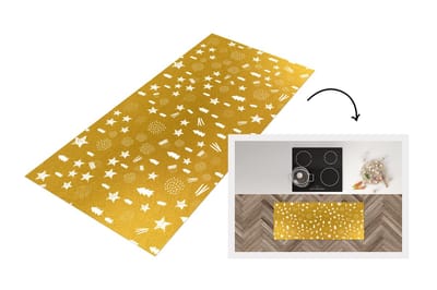 Keukenloper - Loper keuken - Kerst - Patronen - Goud - 120x50 cm - Keukenloper vinyl
