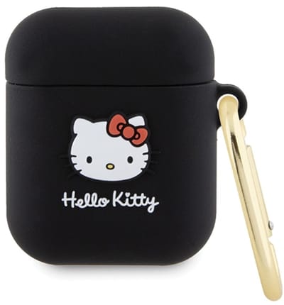 Hello Kitty Serie - Silicone 3D Kitty Head Etui - Voor AirPods - Zwart - Duurzaam Silicoon