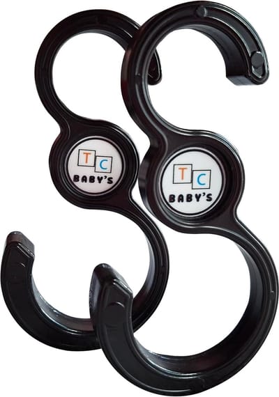Kinderwagen Haken - Baby Accessoires - Tassen Ophangen - Gemaakt van Gerecycled Plastic - 2 stuks - Zwart