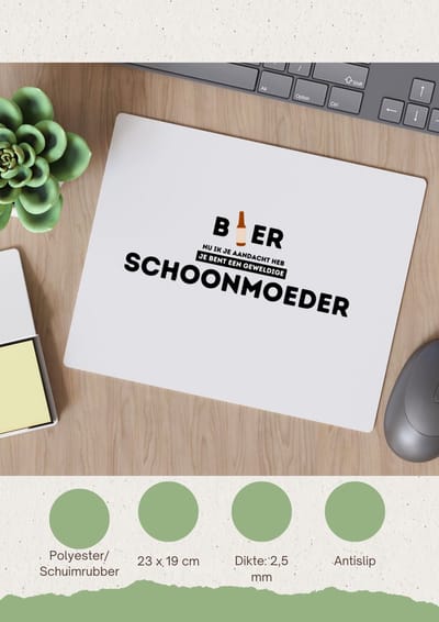 Akyol - bier, nu ik je aandacht heb je bent een geweldige schoonmoeder Muismat - Mama - de beste schoonmoeder - moeder cadeautjes - moederdag - verjaardagscadeau - verjaardag - cadeau - geschenk - kado - gift - moeder artikelen - 23 bij 19 cm