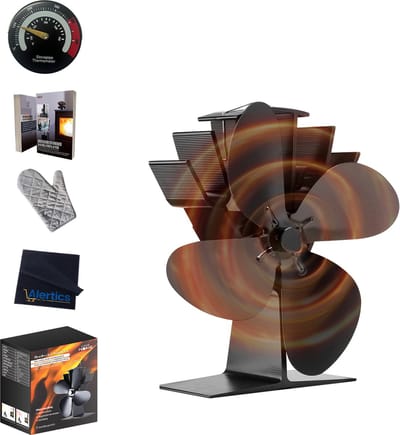 LotaHome - Houtkachelventilator - Haardventilator - Energie Besparen - Inclusief Thermometer, Handschoen en Stofdoekje - Kachelventilator - Houtkachel Warmte Verspreider - Houtkachel, Pelletkachels, Gaskachels, Speksteenkachels en meer - Cadeau