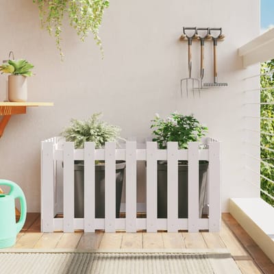 vidaXL - Plantenbak - verhoogd - hekontwerp - 100x50x50 - cm - grenenhout - wit