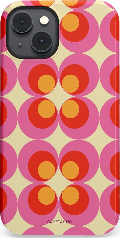 Casetastic hoesje geschikt voor Apple iPhone 14 Plus - MagSafe - Dubbellaagse bescherming - Circle boogie - Fashion Case - Roze Rood Zand Okergeel