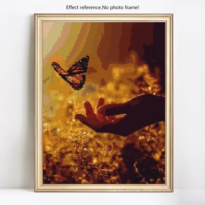 Broderie Diamant Affichage Complet Animal Papillon Peinture Diamant Ronde Complète Point de Croix Strass 20X30CM