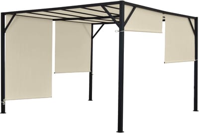 Pergola Baia, tuinpaviljoen terrasoverkapping, stevig 6cm stalen frame + schuifdak ~ 3x3m