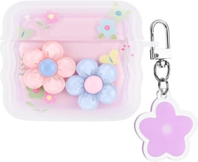 Beschermhoes voor AirPods 3 met Schattig Bloemenontwerp en Sleutelhanger