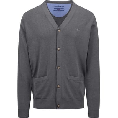 Fynch-Hatton Vest Buttoned Cardigan Superfine Cotton Steel / male