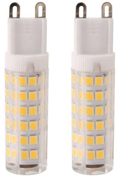 lamp-Twee G9 7W 550-lumen LED-lampen, equivalent aan een 60W halogeenlamp, die warm wit licht producerengeschikt voor een kleurtemperatuur van 3000K en een stralingshoek van 360°.