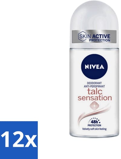 Nivea - Deo Roll-On - Talc Sensation - Anti-Transpirant - 50 ml - Voordeelverpakking - 12 stuks