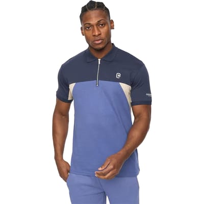 C.P. Company Herenpolo met halve rits, regular fit, in kleurblokken (Blauw)