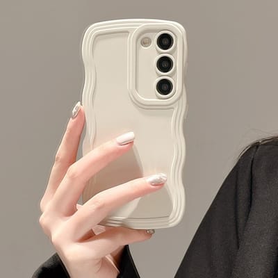 Hoesje geschikt voor Samsung Galaxy S21 5G, Wave Frame beschermhoes, ultralichte en dunne schokbestendige zachte TPU bumperhoes voor meisjes en vrouwen, volledige camerabescherming, wit