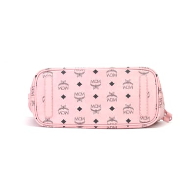 MCM Liz Logo Haaksluiting Kunstleer Tote Bag Dames tote bag Perzik-Roze MWPFSLR07PZ001 Basic Set (Bag+Dust Bag) white