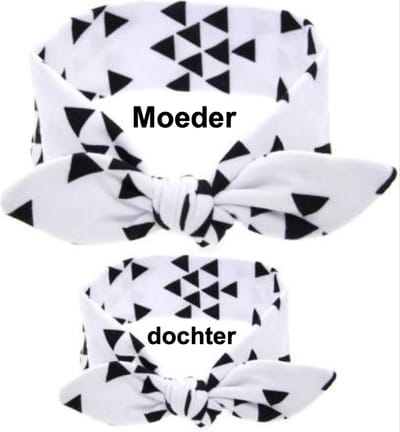 CHPN - Haarbanden - Moeder dochter Haarbanden - Twinnen met je kind - Hippe haarband voor mama en dochter - Zwart/Wit - Leuk cadeautje - Moederdag - Matching haarbanden