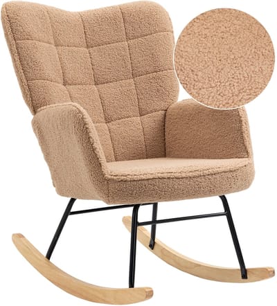 Zenzee Schommelstoel - Schommelstoelen babykamer - Relaxstoel - Fauteuil - Voedingsstoel - Bruin