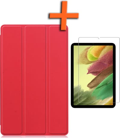 Hoesje - Geschikt voor Samsung Galaxy Tab S6 Lite - Met Screenprotector - Trifold Bookcase - Hard Cover - Hardcover Book Case - Tablet Hoes - Rood